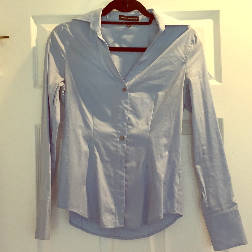 Express light blue button down